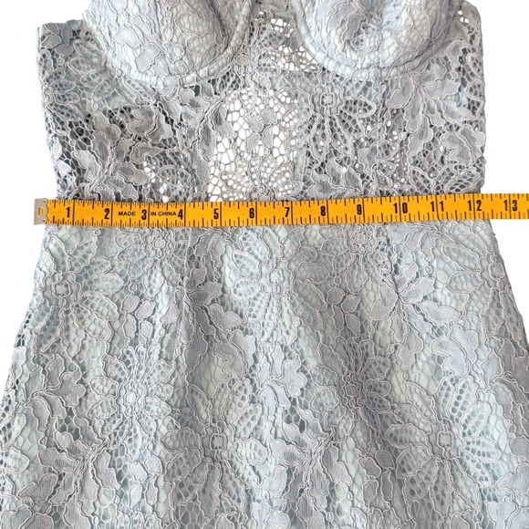 NBD x Naven Lilia Lace Mini Dress NWT Womens XS Ice Blue Feminine Cut Out Corset - Picture 13 of 14